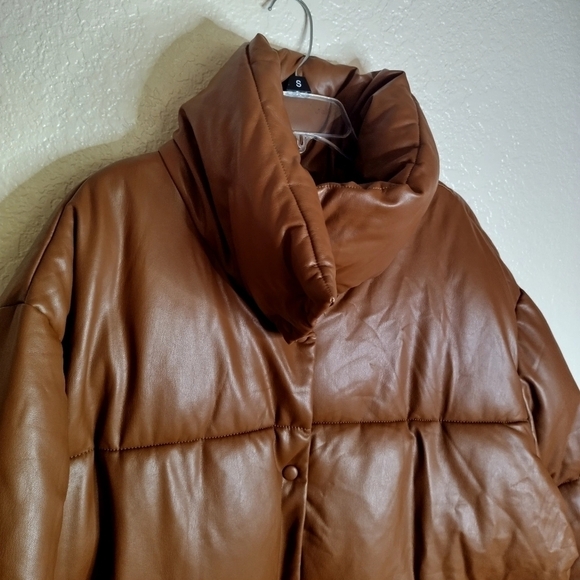 Avec les Filles faux leather puffer button down jacket sz 1X - Picture 3 of 11